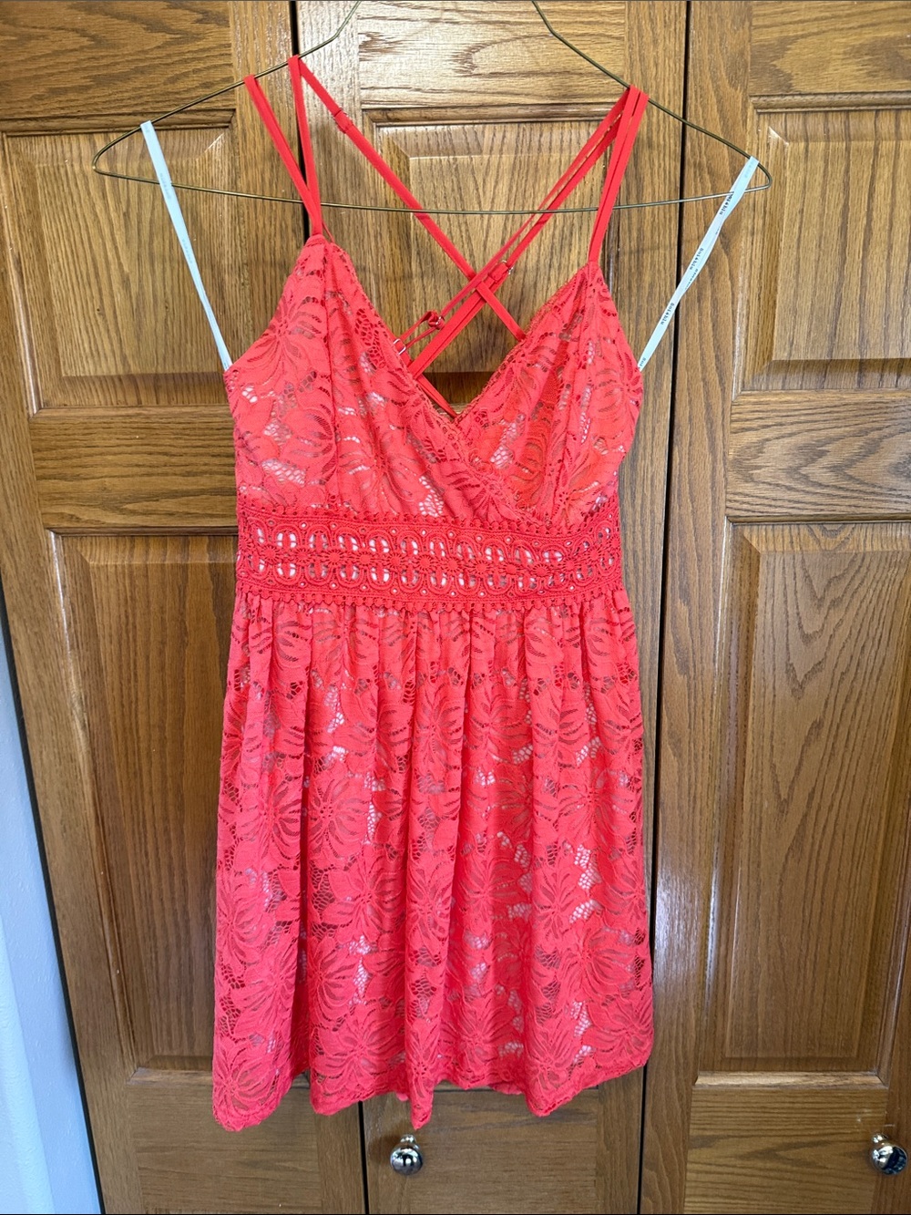 Soieblu Coral Lace Mini Dress with Strappy Back